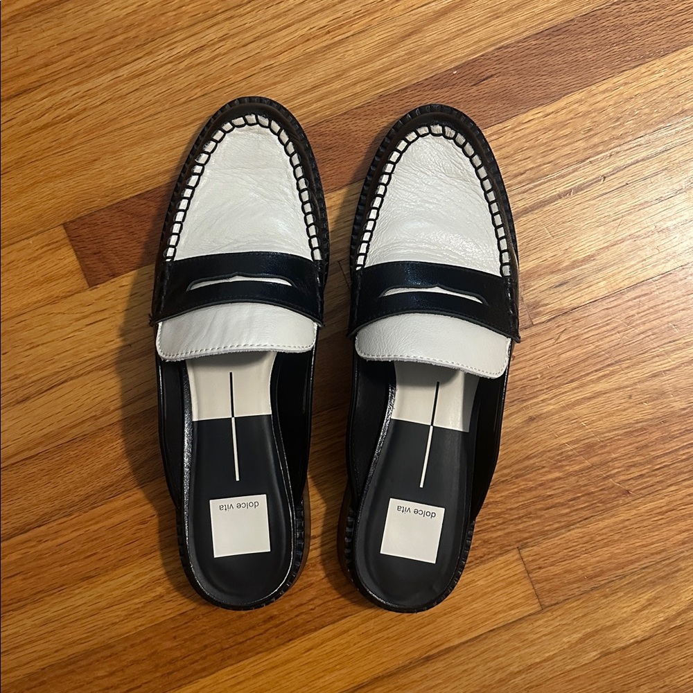 Dolce Vita Black and White Mule Loafers Size 9